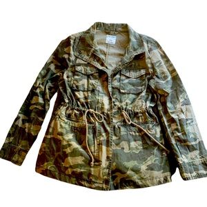 Old Navy Camo Jacket Full Zipper & Buttons 4 Pockets  Drawstring Women’s MED